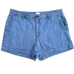 A New Day Mid Rise Shorts Womens 12 Chambray Chino Flat Front Linen‎ Look Summer